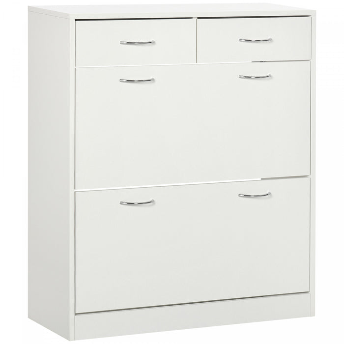 HOMCOM Entryway Shoe Cabinet with 2 Flip Drawers for 12 Pairs of Shoes