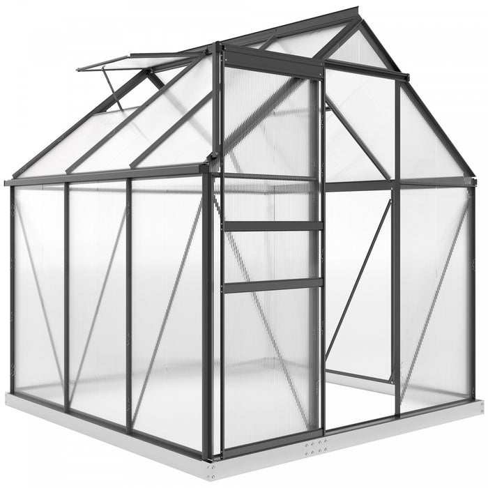Outsunny 6' x 6' x 6.5' Polycarbonate Greenhouse Walk-in Green House, Grey