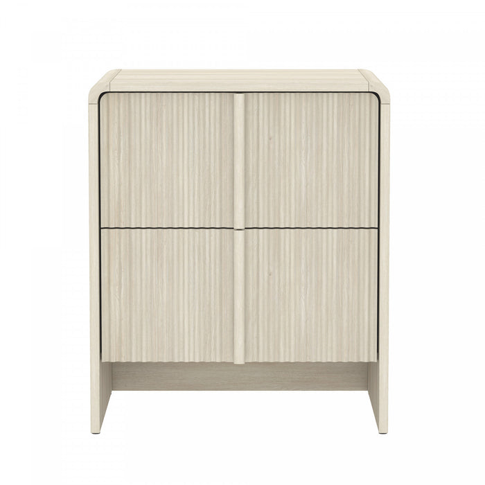 Novara Contemporary 22\" Nightstand in Whitewashed Oak (2-Drawer)