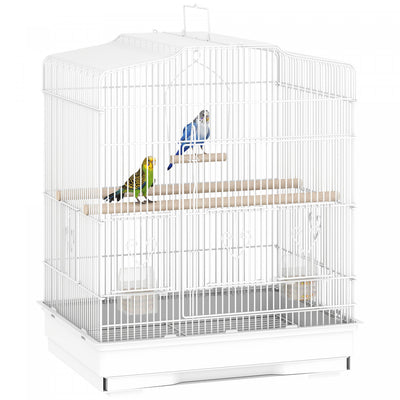 PawHut 23"H Bird Cage for Finches, Canaries Budgies, Parrot Cage with Accessories Handle, White