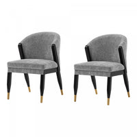 Ola Modern Wood Chenille Dining Chair in Gray - Set of 2