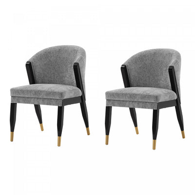 Ola Modern Wood Chenille Dining Chair in Gray - Set of 2 | Chaise de salle a manger Ola en bois moderne avec revetement en chenille grise - Lot de 2