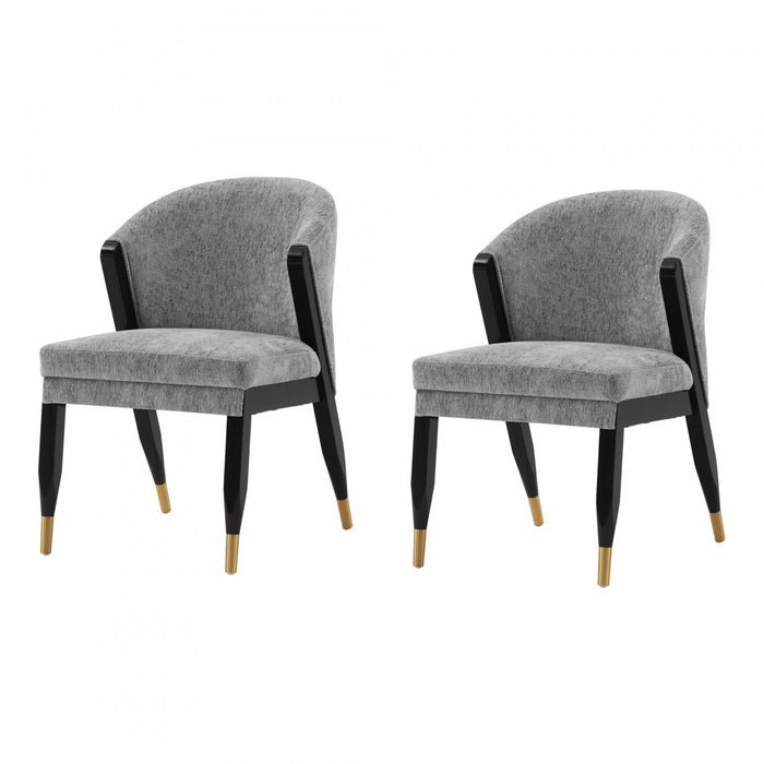 Ola Modern Wood Chenille Dining Chair in Gray - Set of 2