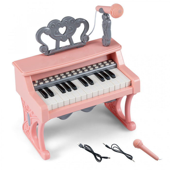 Costway 13 in Height Mini Keyboard Piano for Kids 25 Keys Electric Piano w/Music Stand & Microphone