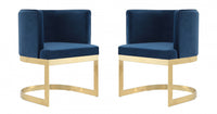 Aura Modern Velvet Metal Dining Chair in Royal Blue - Set of 2 