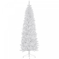 Homcom 7ft Tall Pencil Artificial Christmas Tree With Steel Base, White