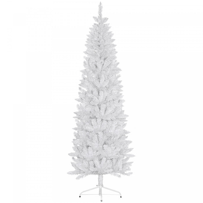 Homcom 7ft Tall Pencil Artificial Christmas Tree With Steel Base, White