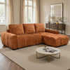 Cove 2-Piece Chenille Sleeper Sectional with Storage Chaise and Rounded Arms - Rust