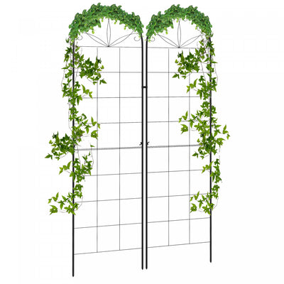 Outsunny 2 Pcs Garden Trellis For Climbing Plants, Outdoor Metal Trellis|Outsunny 2 Treillis De Jardin Pour Plantes Grimpantes, Treillis Metallique