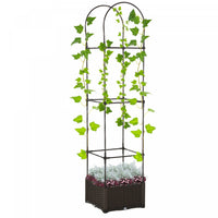 Outsunny 16'' X 16'' X 70'' Garden Bed With Trellis, Planter Box With Self-watering Disk, Drainage H