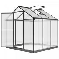 Outsunny 8' X 6' X 6.4' Walk-in Polycarbonate Greenhouse, Charcoal Grey