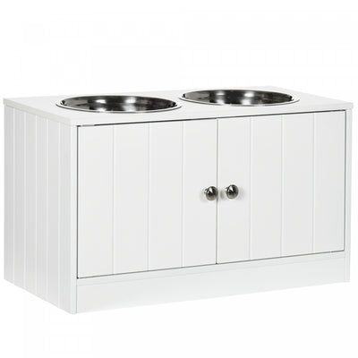 Pawhut Elevated Dog Bowls For Large Dogs Pet Feeding Station With Stand, Storage, 2 Stainless Steel |Pawhut Bol De Chien Sureleve Pour Gros Chien Station D'alimentation Pour Animaux De Compagnie Avec S