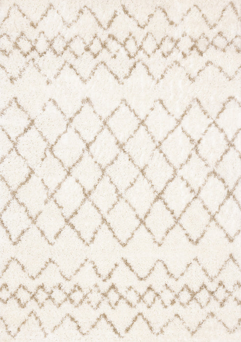 Taylor Cream Brown Lattice Shag Rug, 7'10\" x 10'6\" Indoor Area Rug