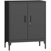 HOMCOM Metal Storage Cabinet with Lock, Steel Garage Cabinet, Black