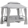 Outsunny 3 Person Outdoor Patio Daybed With Mesh Mosquito, Grey