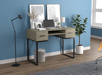 Computer Desk Study Desk For Home Office, Gaming Room 42.5l Dark Taupe 2 Drawers 1 Shelf Black Metal Base 