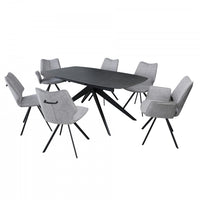 Bram 7-Piece Extendable Dining Table Set (71-94 in. W) with Upholstered Chairs (Seats 6) 