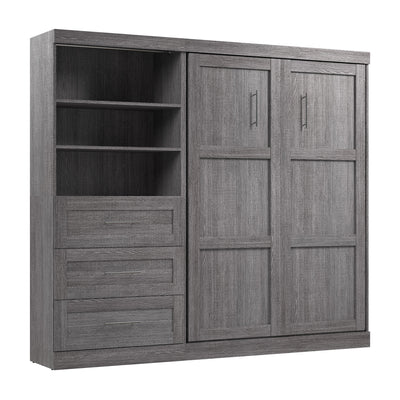 Bestar Pur Full Murphy Bed and Storage Unit with Drawers 95-Inch Wall Bed - Bark Grey|Lit double escamotable mural Pur de Bestar de 95 po avec rangement et tiroirs - gris écorce