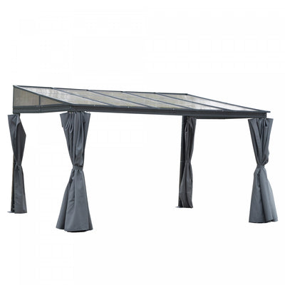 Outsunny 10' X 13' Outdoor Hardtop Pergola Pc Roof Gazebo Party Tent Garden Sun Shelter Waterproof A|Outsunny 13' X 9,5' Pergola A Toit Rigide Exterieur Pc Toit Gazebo Tente De Fete Jardin Abri De Sole