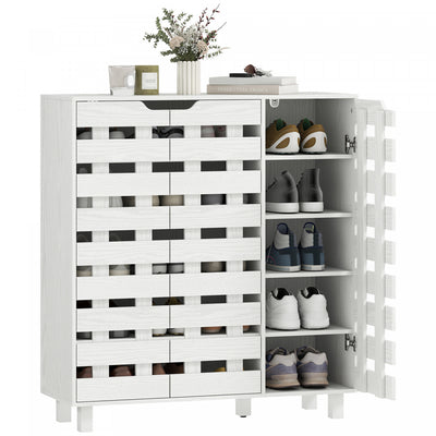 HOMCOM Shoe Cabinet, Shoe Storage Cabinet for 20 Pair of Shoes, White