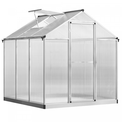 Outsunny 6' X 6' X 6.4' Walk-in Garden Greenhouse Polycarbonate Panels Plants Flower Growth Shed Col|Outsunny Kit De Serre 6'x6'x6.4' Serre De Jardin Panneaux De Polycarbonate Abri Pour Croissance Des
