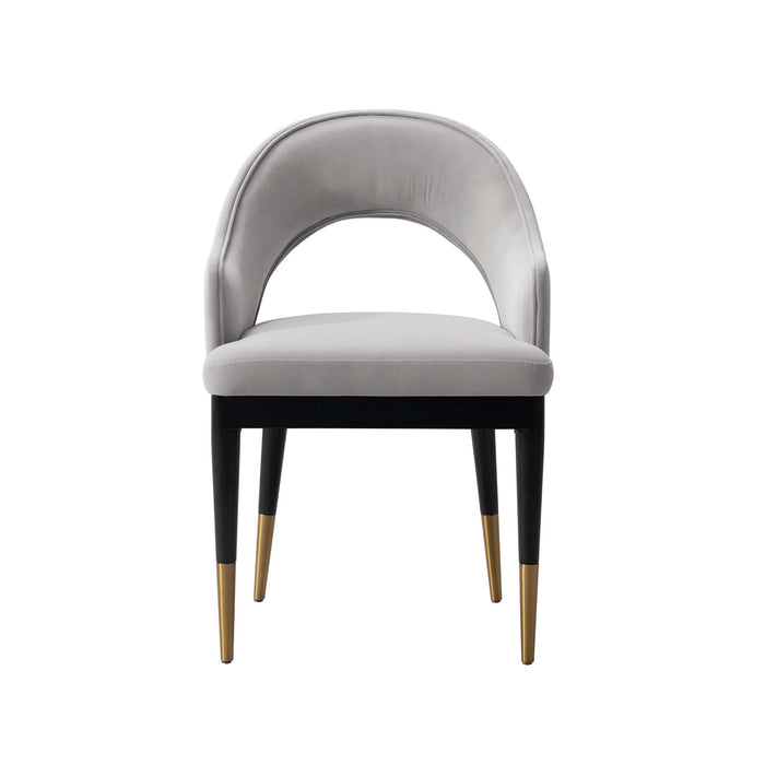 Carrington Modern Glam Upholstered Velvet Armchair in Light Gray