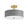 Dainolite Everly 3 Light Semi-flush Mount Aged Brass Grey Shade Lamp