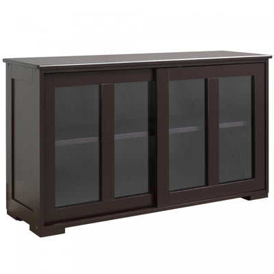 HOMCOM Kitchen Sideboard Stackable Storage Cabinet with Sliding Glass Door