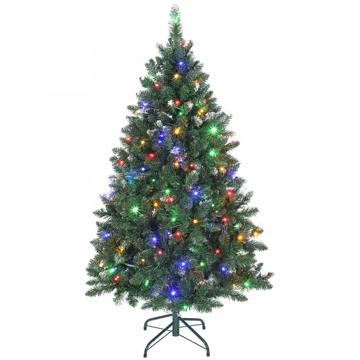 HOMCOM 5ft Frosted Christmas Tree with Dual Colour, Full Spruce Xmas Tree