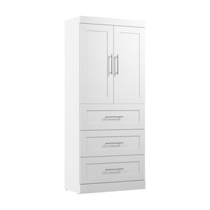 Bestar Pur 36 W Wardrobe with Drawers - White