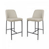 Loft Contemporary Vegan Leather Metal Counter Stool in Stone Gray - Set of 2