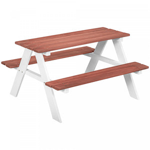 Outsunny Kids Picnic Table, Wooden Kids Table And Chair Set Outdoor Activity Table Bench For Backyard, Garden, Lawn For 3-8 Years, Brown