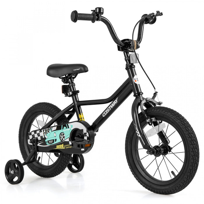 Costway 14\" Kids Training Bike With Removable Training Wheels Pneumatic Tires Black