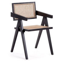 Manhattan Comfort Hamlet Dining Chair - Black & Natural Cane