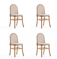 Paragon Industry Chic Cane Back Wood Upholstered Dining Chair in Oatmeal - Set of 4