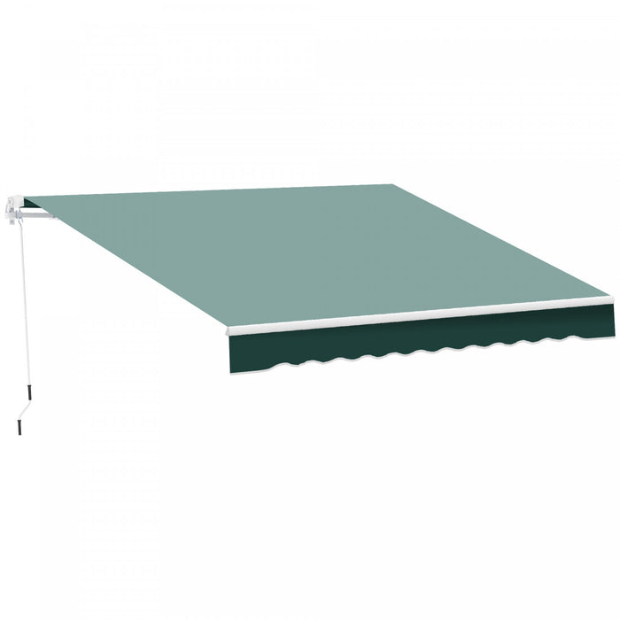 Outsunny 8' x 7' retractable awning, patio awnings, sunshade shelter with 280g/m² Uv & Water-resistant Fabric And Aluminum Frame For Deck, Balcony, Yard, Dark Green