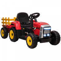 Aosom 12v Kids Powered Ride-On Tractor With Trailer, Battery Powered Electric Tractor With Remote Co