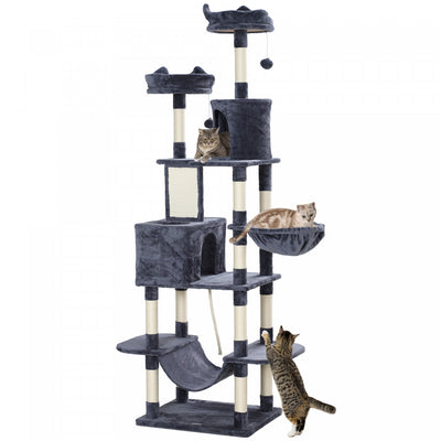 Pawhut Cat Tower, 81" Cat Tree For Large Cats Adult W/ Scratching Posts, Scratching Board, Cat Condo|Pawhut Tour A Chat, Arbre A Chat De 81" Pour Grands Chats Adultes Avec Griffoirs, Planche A Gratter,
