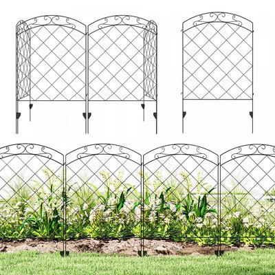 Outsunny 11.4' Garden Fence, Steel Fence Panels, Pack of 4, Black