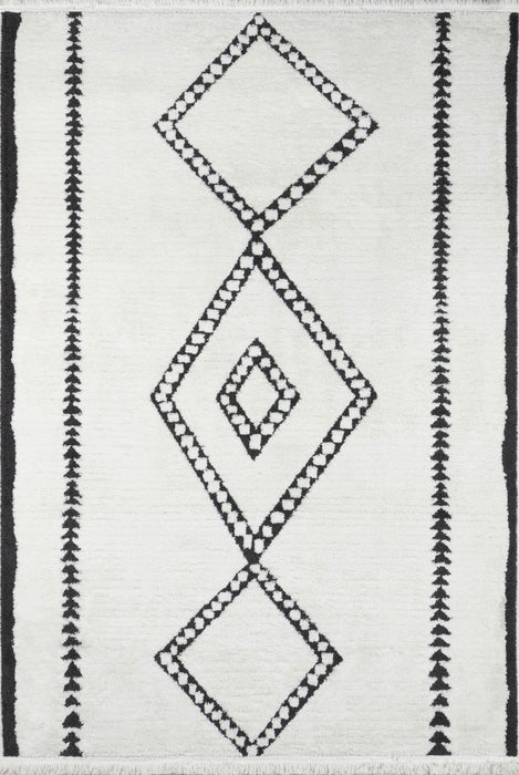 Zelda Contemporary 7'6\" x 9'6\" Area Rug in Ivory Indoor Area Rug