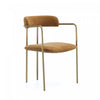 Serene Mid-Century Modern Metal Upholstered Dining Chair in Turmeric | Chaise de salle a manger moderne mi-siecle en metal et tissu, coloris curcuma
