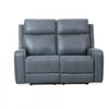 Bellamy 58 in. Leather Match Power Reclining Loveseat with Adjustable Headrest and USB - Blue | Causeuse inclinable electrique Bellamy de 58 po en cuir assorti avec appuie-tete ajustable et USB - Bleu