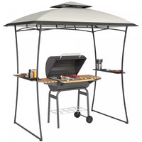 Outsunny 8' X 5' Grill Gazebo, Double Tiered Barbecue Gazebo, Light Grey