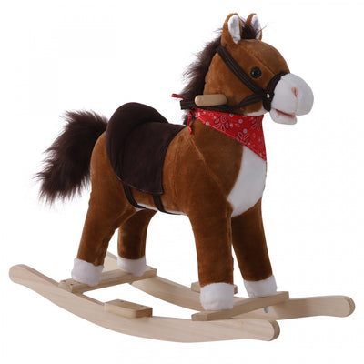 Qaba Kids Plush Ride On Rocking Horse Child Animal Adventure Rocker Chair Playtime Toy With Sound Sc|Qaba Enfants En Peluche Balade Sur Cheval A Bascule Enfant Animal Aventure Chaise A Bascule Jouet De