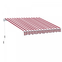 Outsunny 10' X 8' Retractable Awning Shelter W/ Crank, Wine Red Stripe