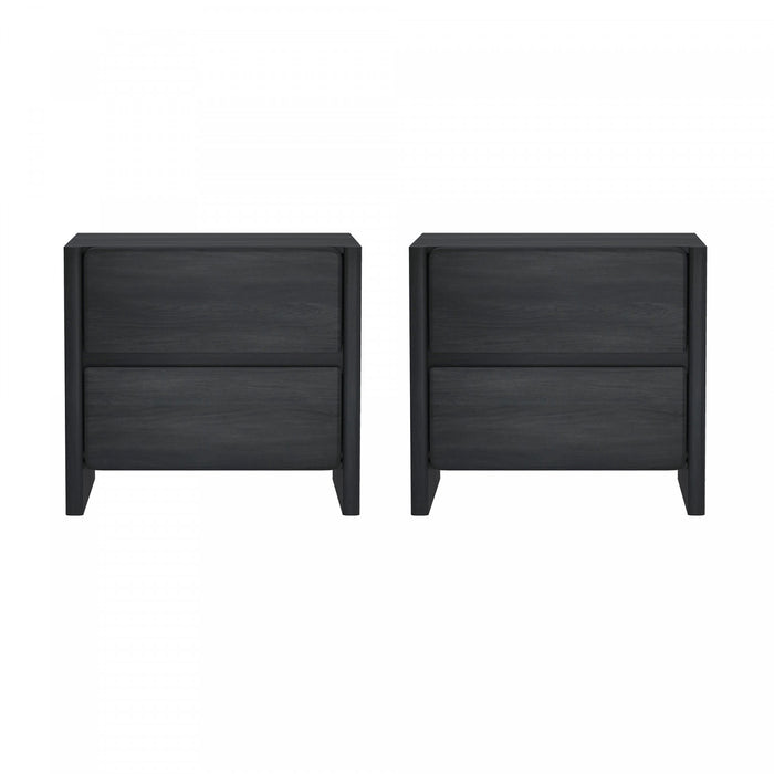 Linda Modern 24\" Nightstand in Charcoal Gray (2-Drawer) - Set of 2