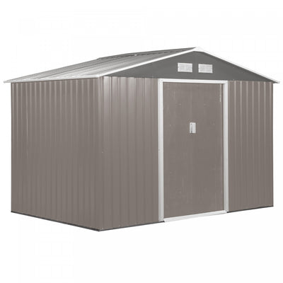 Outsunny 9' X 6' Garden Storage Shed With Floor Foundation, Metal Tool Storage House With Double Doo|Outsunny 9.1'x 6.4' X 6.3' Abri De Jardin Avec Fondation De Plancher Patio Exterieur Cour Metal Mais