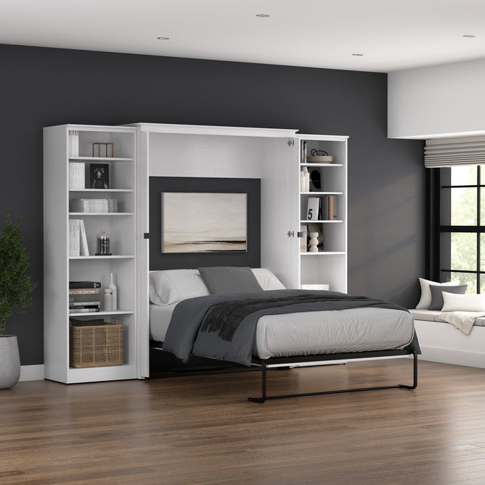 Bestar Key West Full Murphy Bed with Closet Organizers (113 W) - Pure White Oak