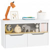 Qaba Toy Storage Organizer, Compact Kids Bookshelf With 2 Drawers, Storage Shelf, Large Tabletop For Kids Room, Nursery, Living Room, Bedroom, White