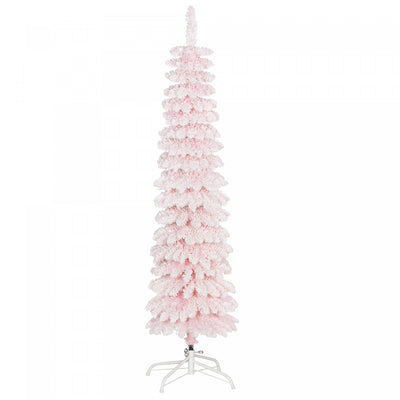 HOMCOM 5' Artificial Christmas Tree with Realistic Branches Pink